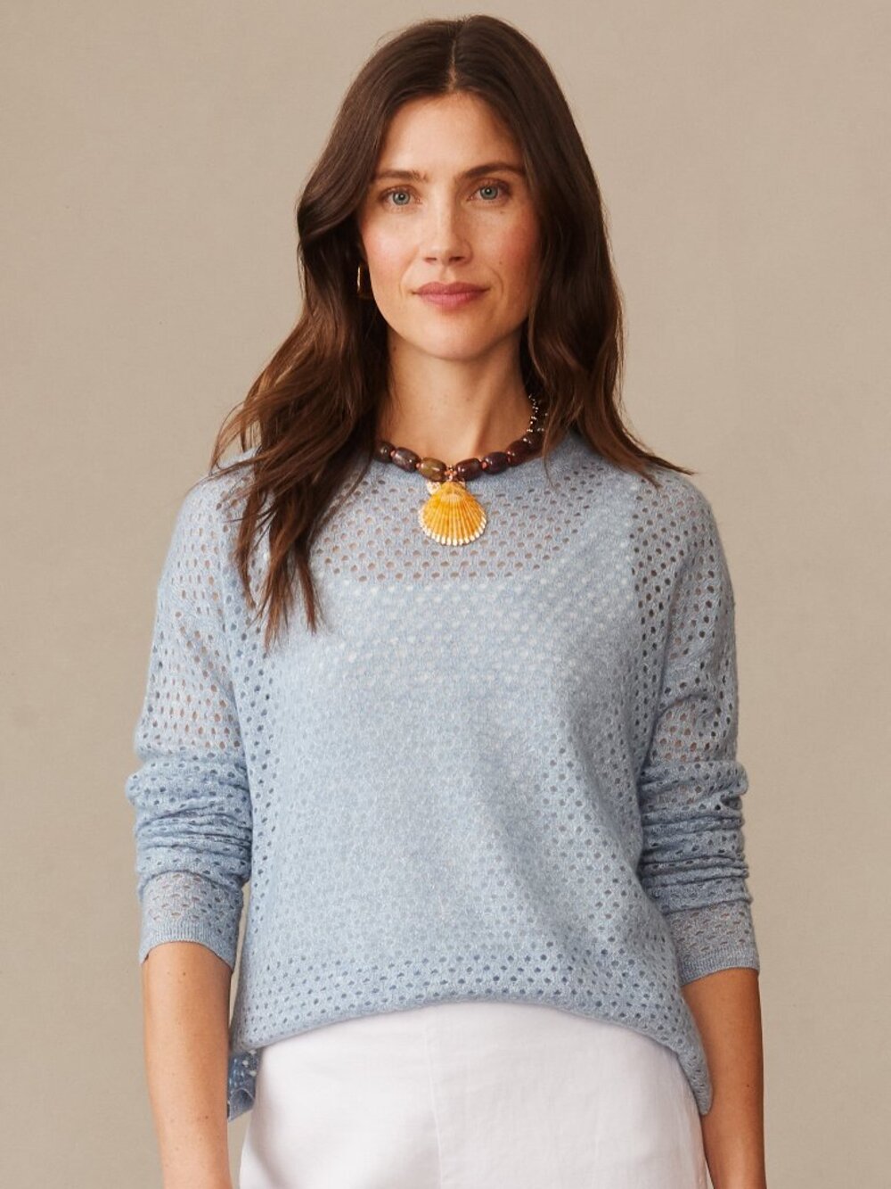 J McLaughlin Philomena Cashmere Linen Sweater - Light Denim NEW